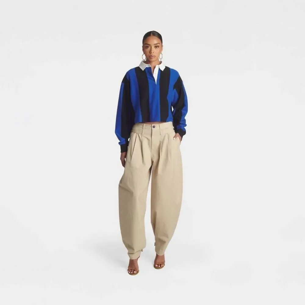 KBB by KAHLANA Women's 'The Soccer Rugby' - Blue/Black Striped XXS